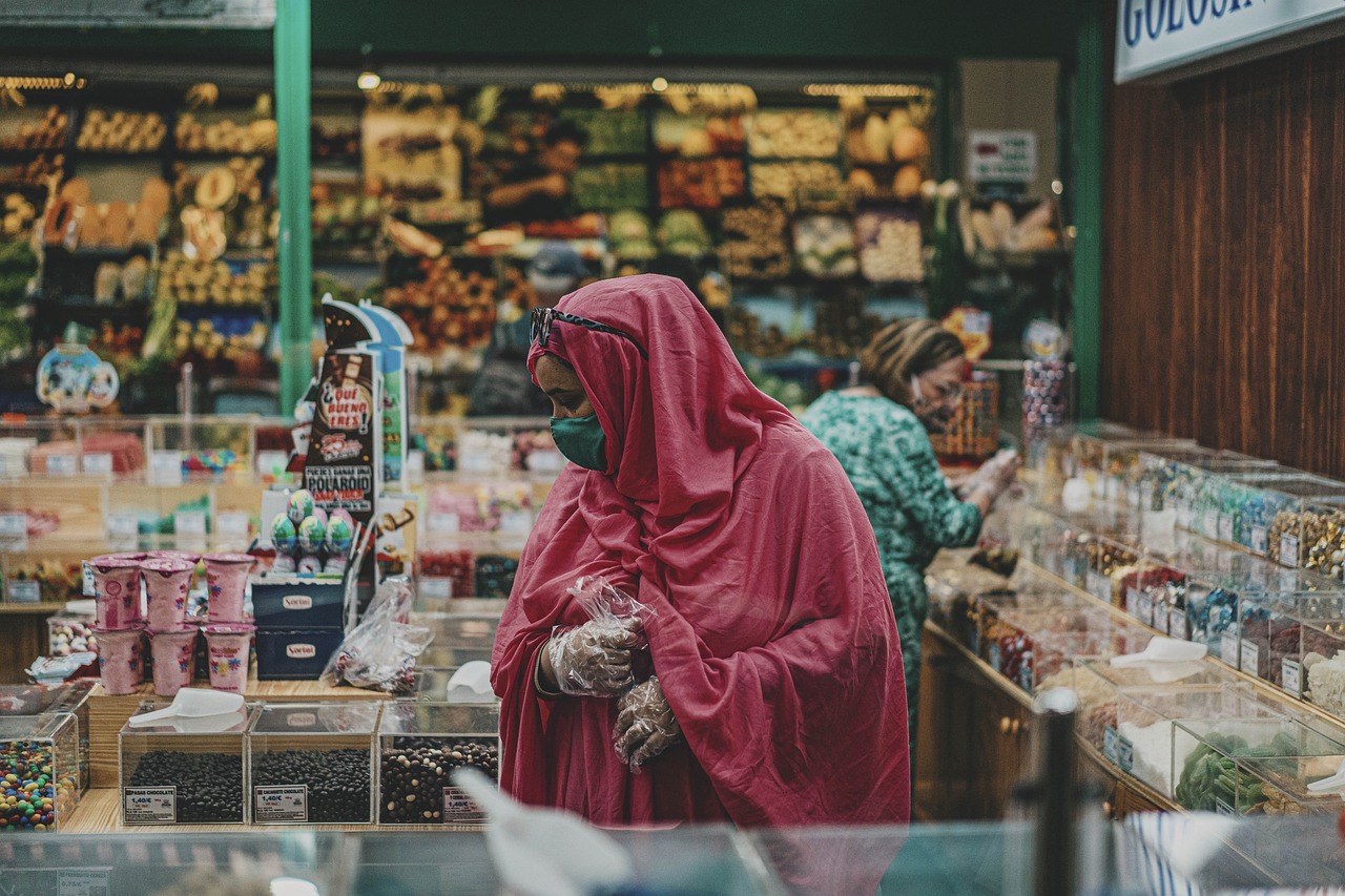 woman, face mask, market, hijab, people, store, grocery, shopping, farmers market, buying, customers, market, market, market, market, hijab, hijab, hijab, hijab, store, store, grocery, grocery, grocery, grocery, shopping, shopping, shopping, shopping, shopping, farmers market, buying, customers